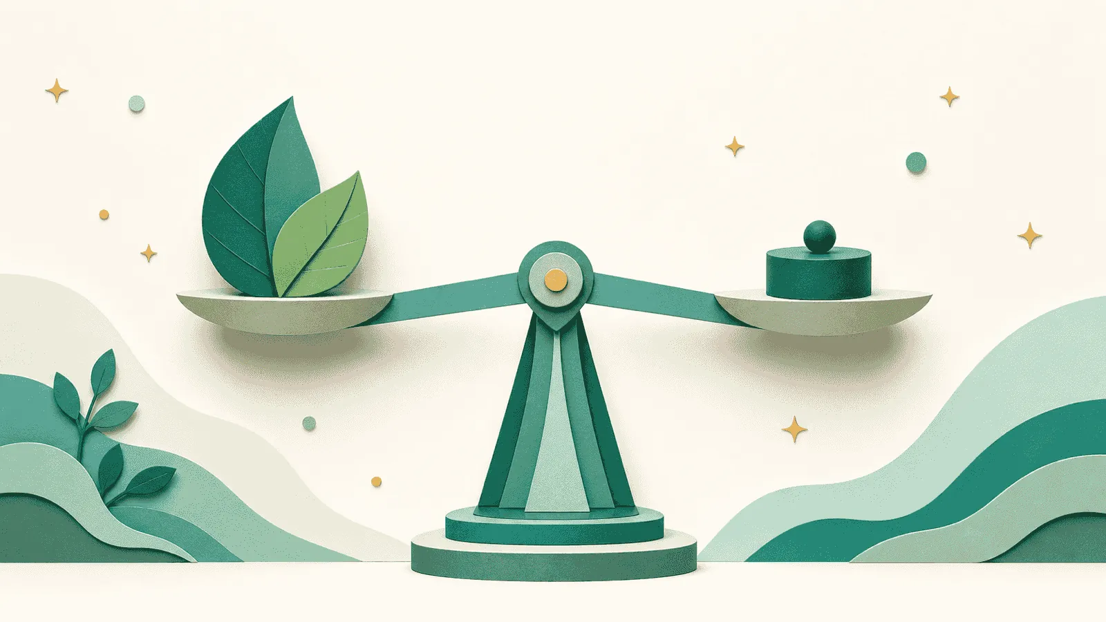 Abstract teal balance scale illustration