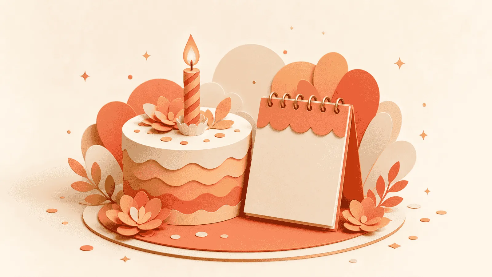 Abstract orange birthday calendar illustration
