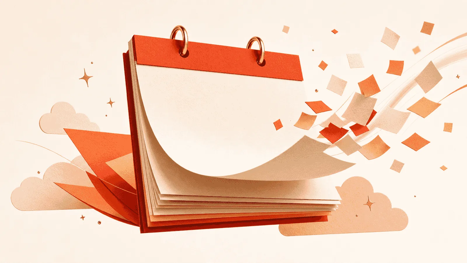 Abstract orange-red flip calendar illustration